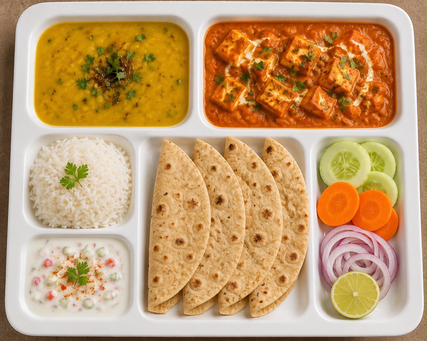 A freshly prepared Belan home-style thali