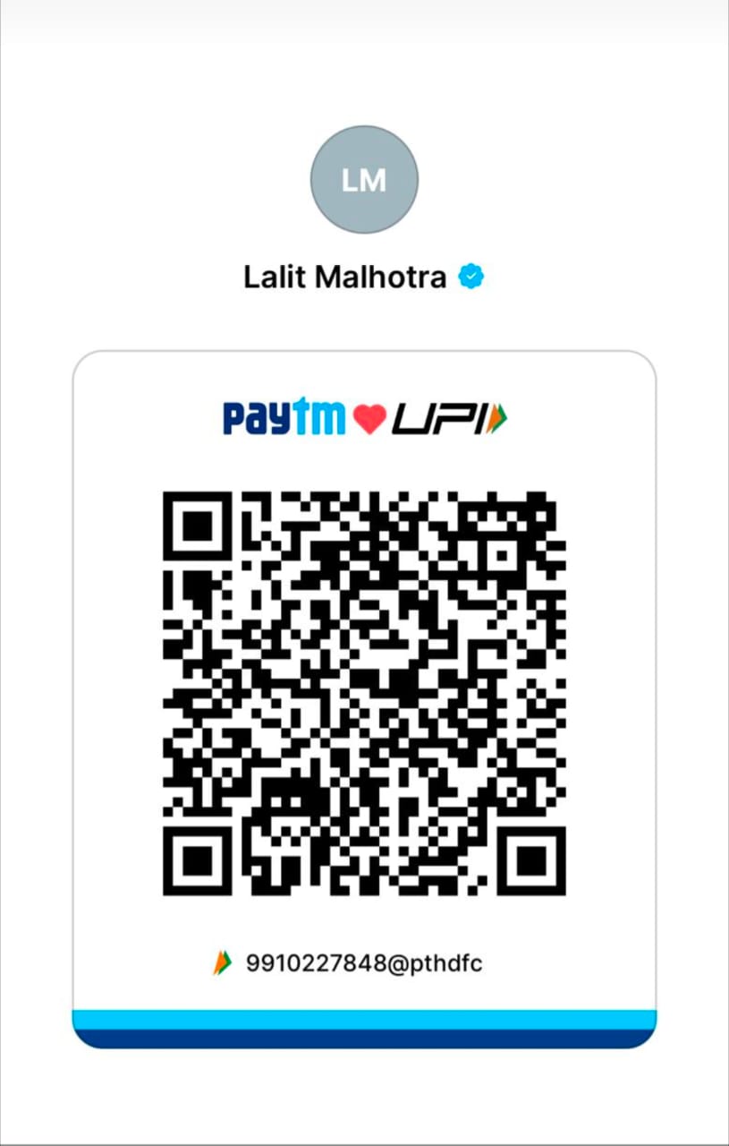 Payment QR Code - Paytm/UPI for Lalit Malhotra